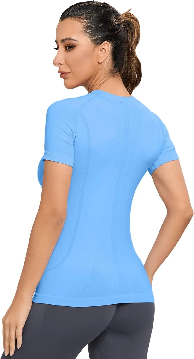MathCat Workout Shirts for Women, Workout Tops for Women, Yoga Short Sleeve Shirts Soft Seamless Gym Shirts