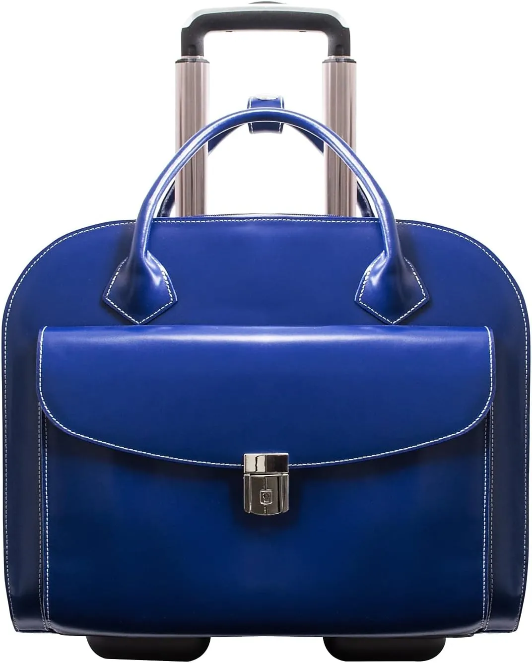 McKlein 15" Leather Wheeled Ladies' Laptop Briefcase- GRANVILLE- Navy