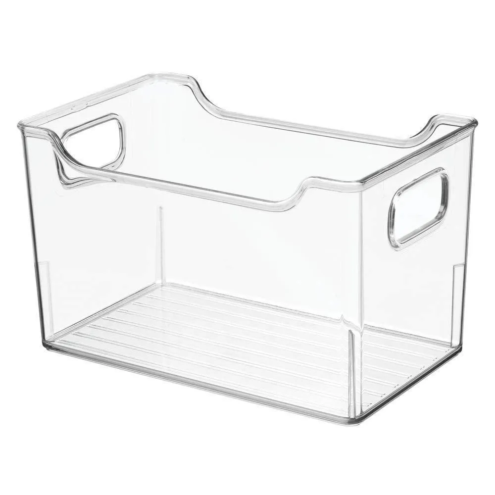 mDesign Plastic Kitchen Pantry Cabinet, Refrigerator or Freezer Food Storage Bin with Handles - Organizer for Fruit, Yogurt, Snacks, Pasta - BPA Free, 10" Long, 8 Pack - Clear