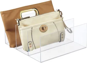 mDesign Plastic Purse/Handbag Organizer - Closet Divided Storage for Bags, Clutches, Wallets, Wristlets - Space-Saving Bedroom and Cabinet Organization, Lumiere Collection - Clear