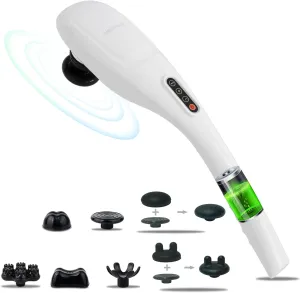 MEGAWISE Cordless Handheld Back Massager w/Rechargeable 3200mAh Battery, 5 Speed and 5  2 Massage Nodes with Hard, Medium and 2 Soft Silicone Nodes; Massage While Moving Around (Pearl White)