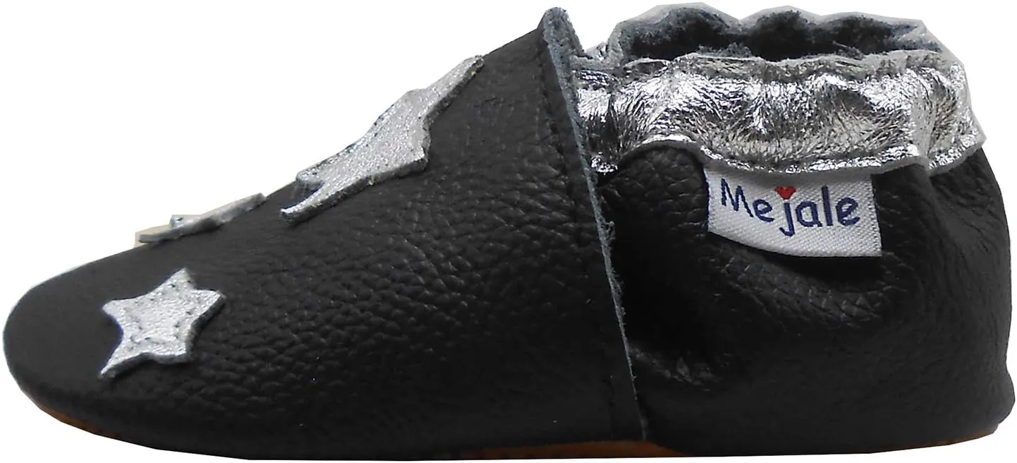 Mejale Baby Rubber Sole Shoes Boy Girl Infant Crawling Toddler Moccasins Leather Walking Anti-Slip Newborn Mini Kids Crib Boots