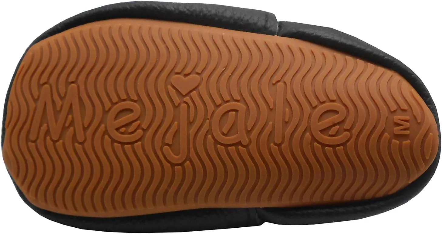 Mejale Baby Rubber Sole Shoes Boy Girl Infant Crawling Toddler Moccasins Leather Walking Anti-Slip Newborn Mini Kids Crib Boots