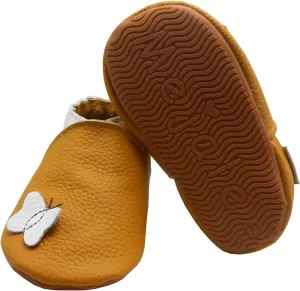 Mejale Baby Rubber Sole Shoes Boy Girl Infant Crawling Toddler Moccasins Leather Walking Anti-Slip Newborn Mini Kids Crib Boots