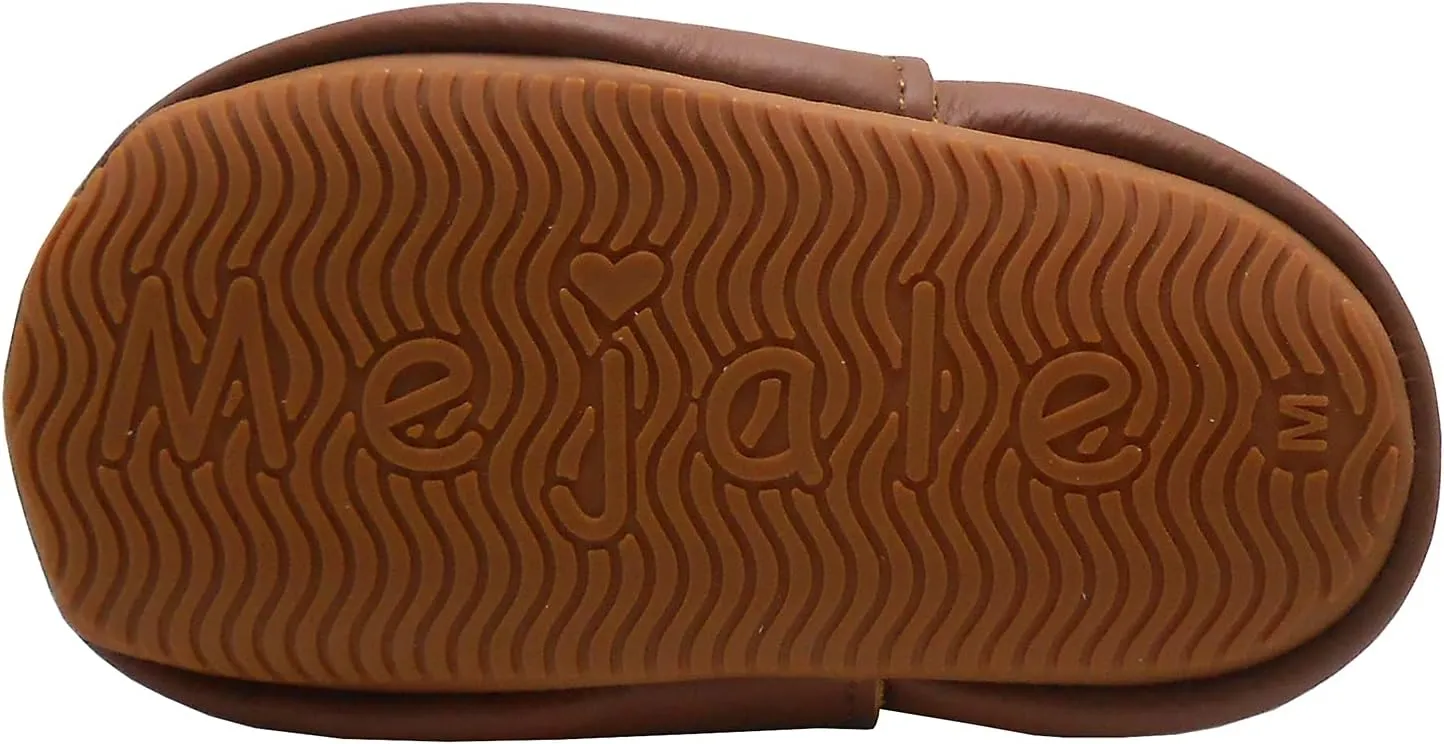 Mejale Baby Rubber Sole Shoes Boy Girl Infant Crawling Toddler Moccasins Leather Walking Anti-Slip Newborn Mini Kids Crib Boots