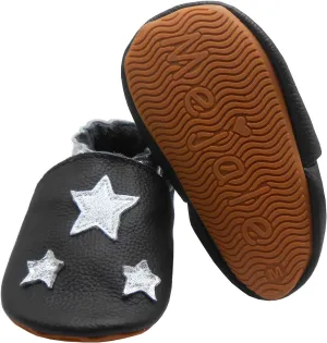 Mejale Baby Rubber Sole Shoes Boy Girl Infant Crawling Toddler Moccasins Leather Walking Anti-Slip Newborn Mini Kids Crib Boots
