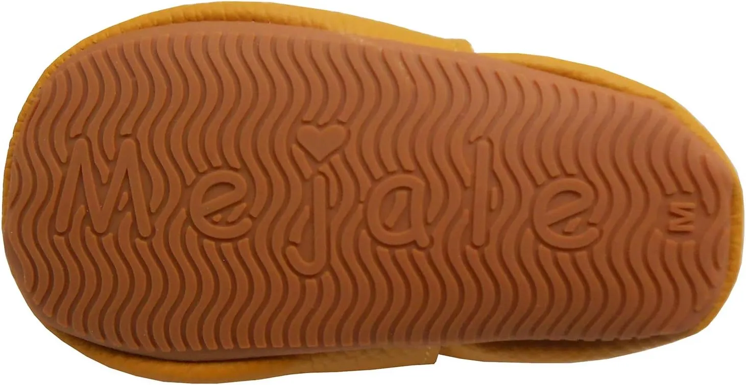 Mejale Baby Rubber Sole Shoes Boy Girl Infant Crawling Toddler Moccasins Leather Walking Anti-Slip Newborn Mini Kids Crib Boots
