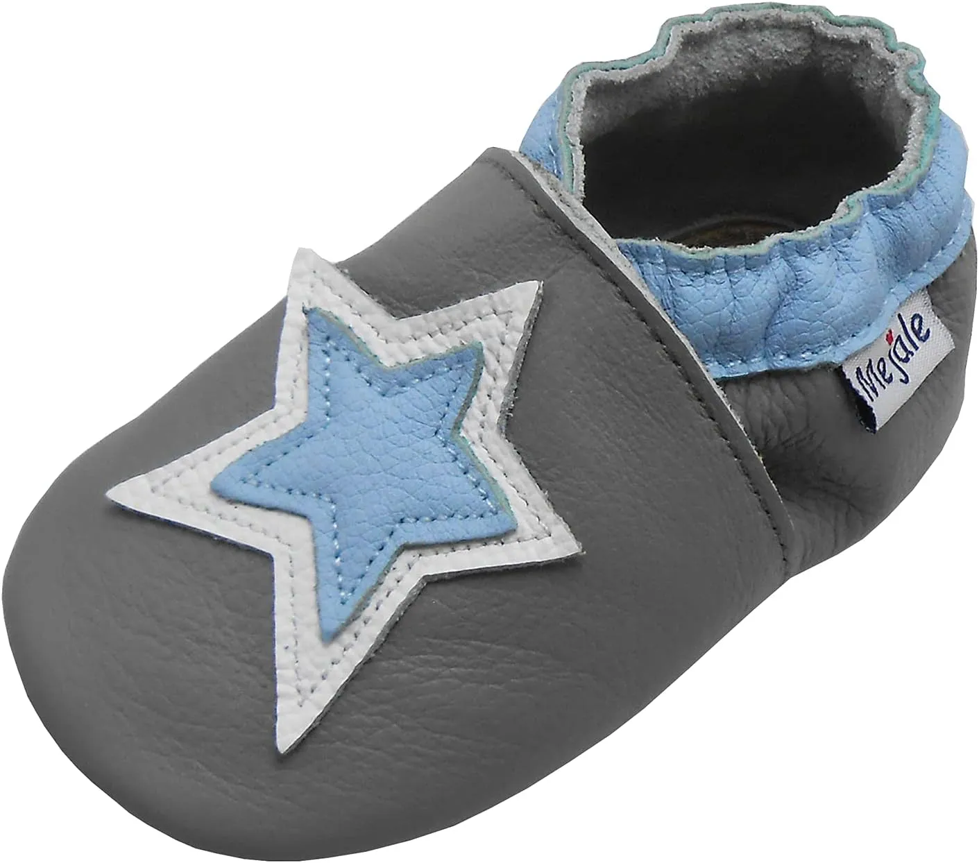 Mejale Baby Rubber Sole Shoes Boy Girl Infant Crawling Toddler Moccasins Leather Walking Anti-Slip Newborn Mini Kids Crib Boots