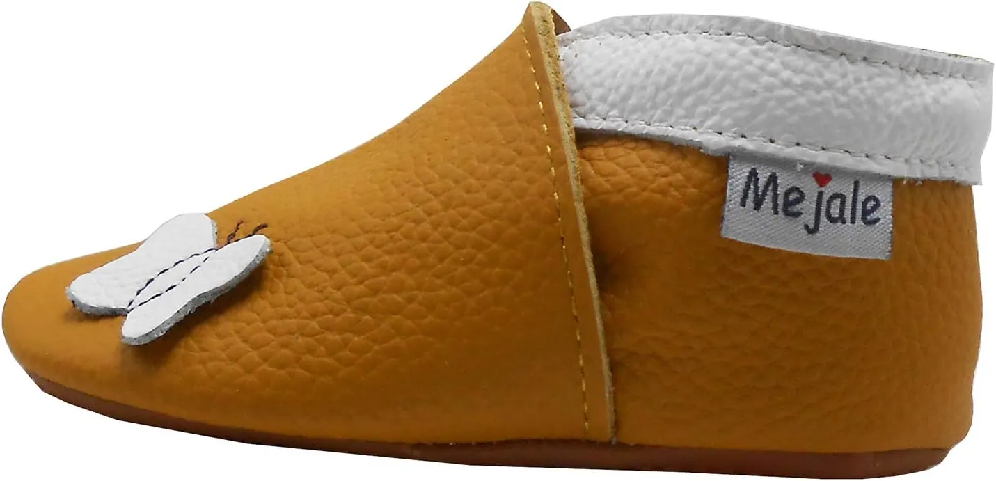 Mejale Baby Rubber Sole Shoes Boy Girl Infant Crawling Toddler Moccasins Leather Walking Anti-Slip Newborn Mini Kids Crib Boots