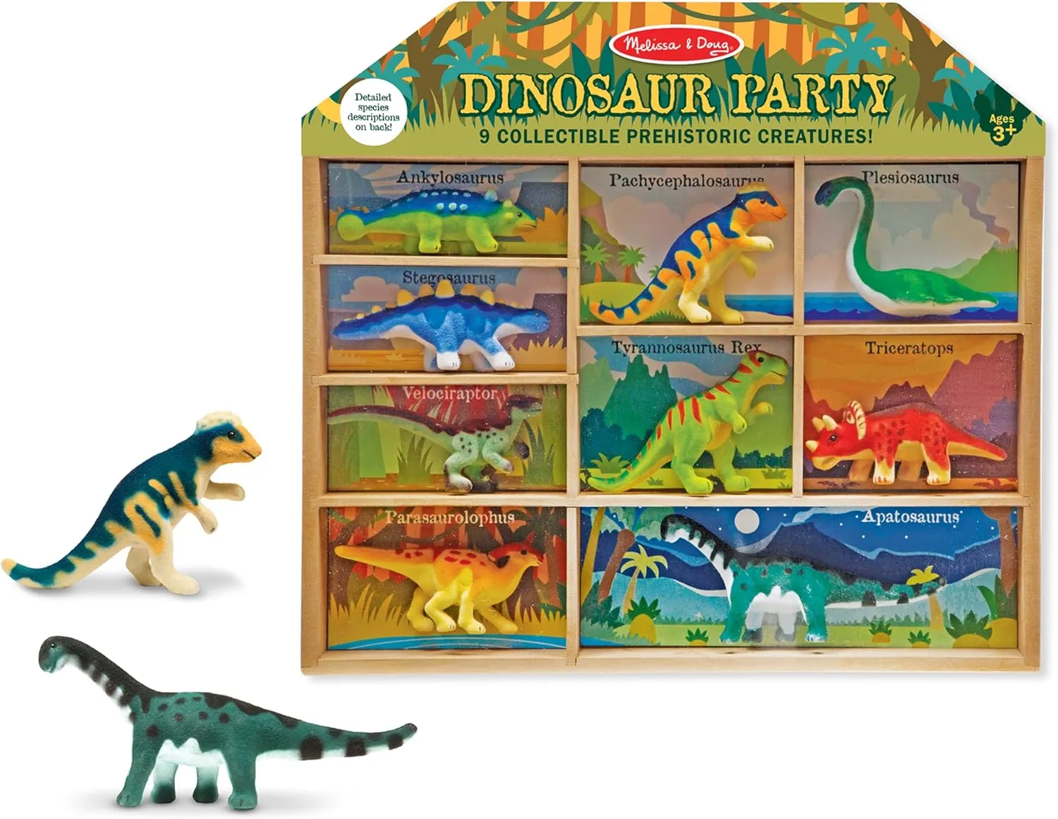 Melissa & Doug Dinosaur Party Play Set - 9 Collectible Miniature Dinosaurs in a Case