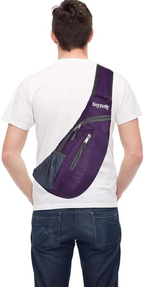 Men Women Foldable Sling Bags Shoulder Chest Backpack Crossbody Daypack for Cycling Walking Hiking