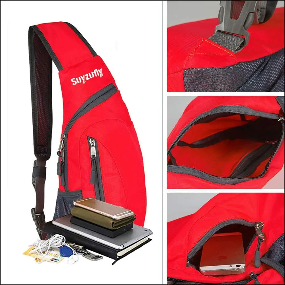 Men Women Foldable Sling Bags Shoulder Chest Backpack Crossbody Daypack for Cycling Walking Hiking