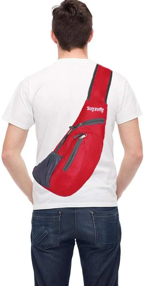 Men Women Foldable Sling Bags Shoulder Chest Backpack Crossbody Daypack for Cycling Walking Hiking