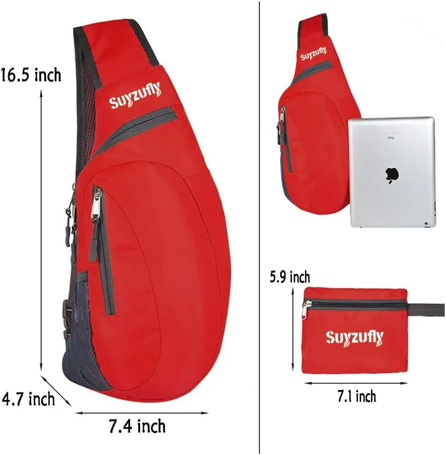 Men Women Foldable Sling Bags Shoulder Chest Backpack Crossbody Daypack for Cycling Walking Hiking