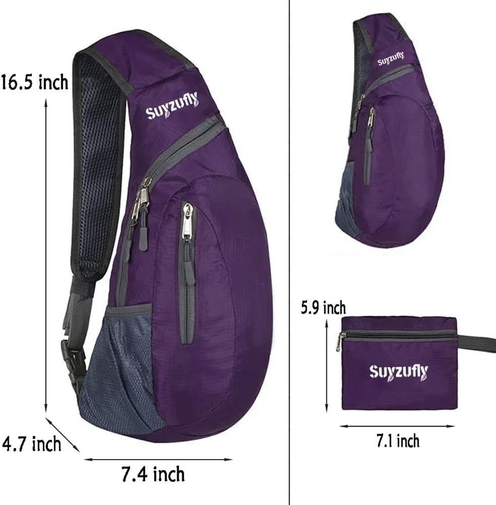 Men Women Foldable Sling Bags Shoulder Chest Backpack Crossbody Daypack for Cycling Walking Hiking