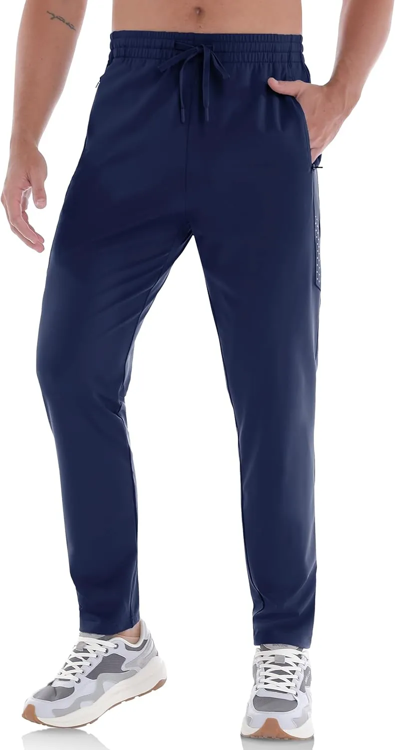 Men's Athletic Joggers Pants Workout Jogging Sweatpants Elastic Waist Tapered Stretch Casual Track Pants Zip Pockets