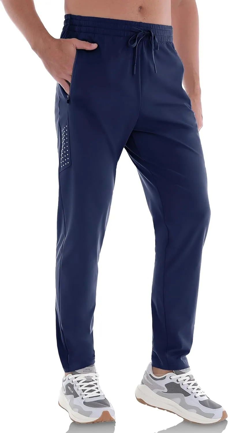Men's Athletic Joggers Pants Workout Jogging Sweatpants Elastic Waist Tapered Stretch Casual Track Pants Zip Pockets