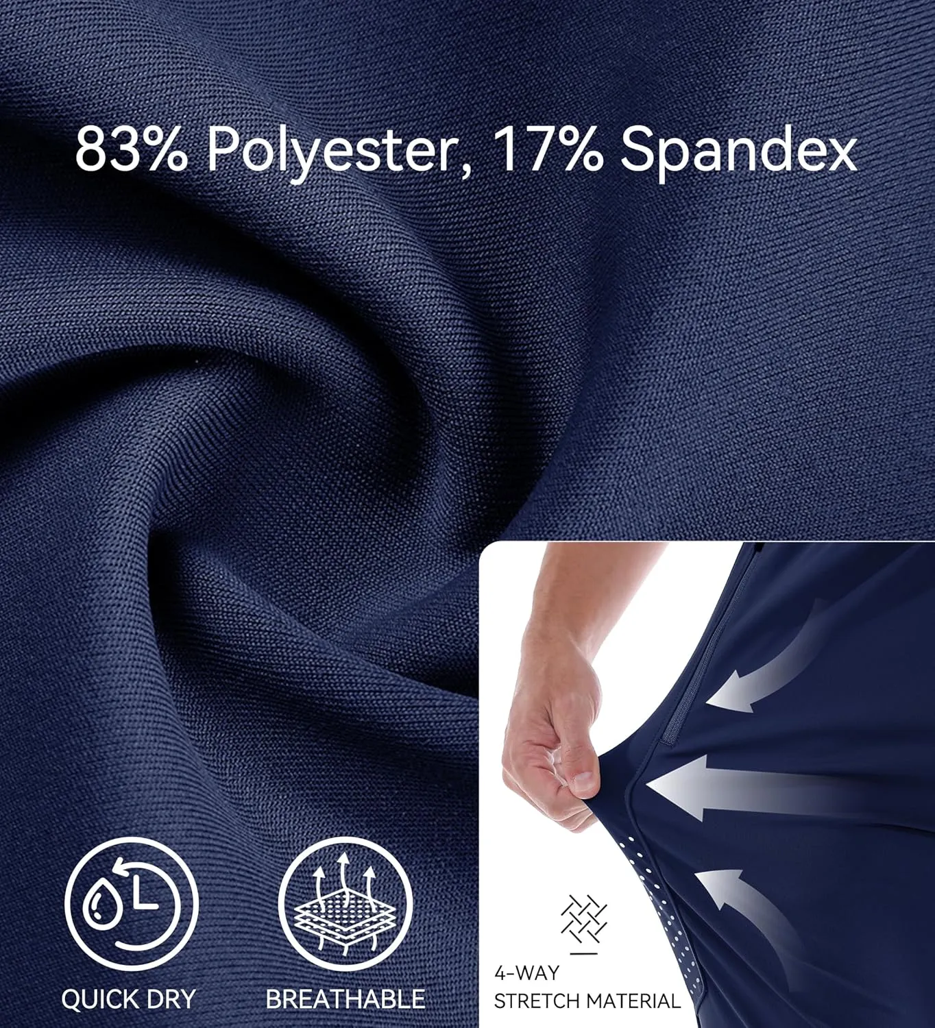 Men's Athletic Joggers Pants Workout Jogging Sweatpants Elastic Waist Tapered Stretch Casual Track Pants Zip Pockets