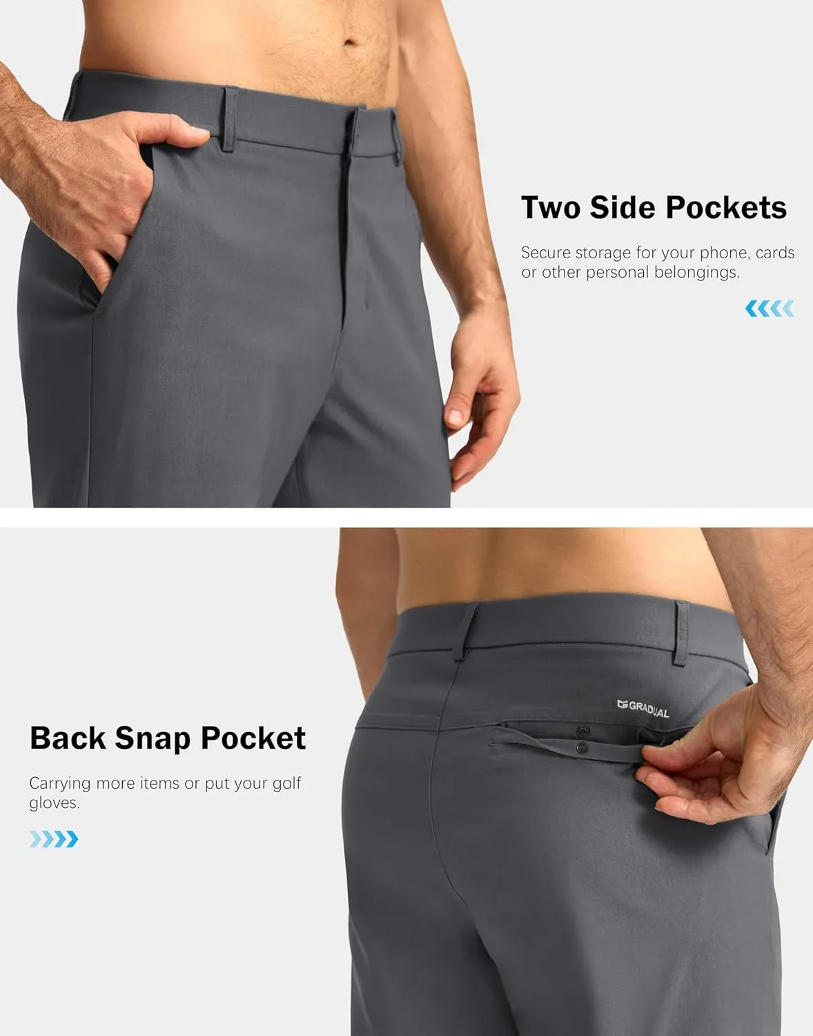 Mens Golf Pants 30"/32"/34" Stretch Dress Pants Quick Dry Casual Slacks Work Business Trousers for Men with Pockets