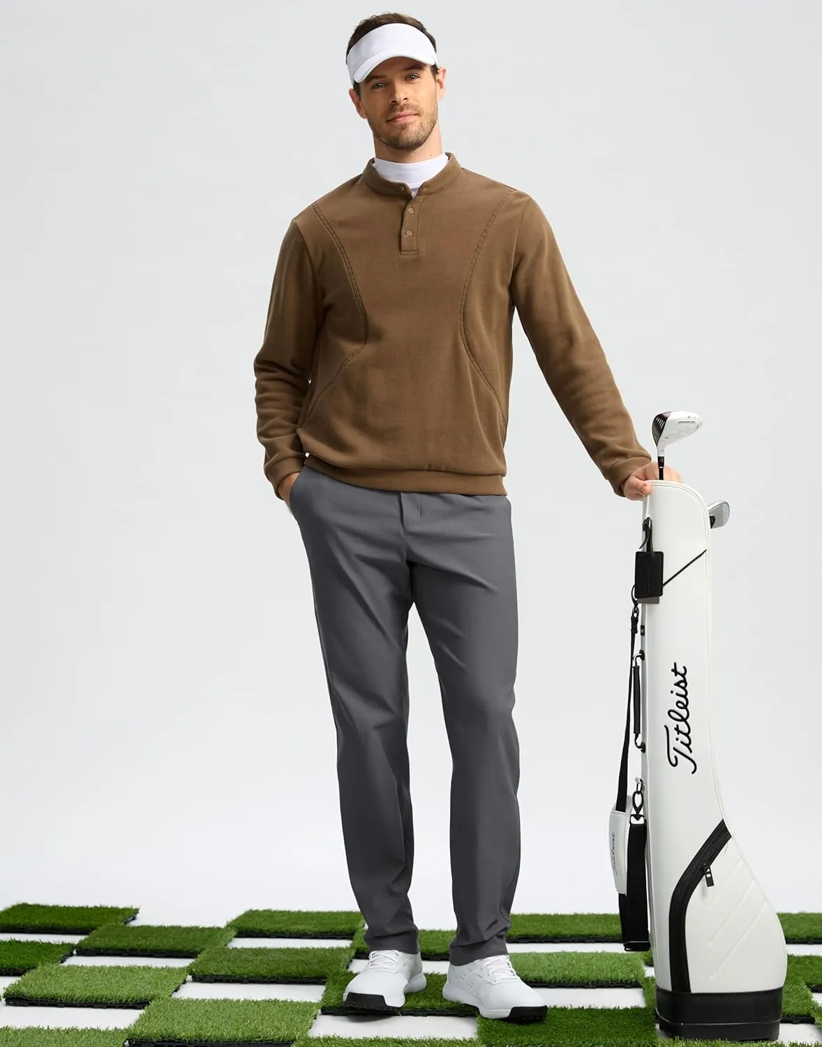 Mens Golf Pants 30"/32"/34" Stretch Dress Pants Quick Dry Casual Slacks Work Business Trousers for Men with Pockets