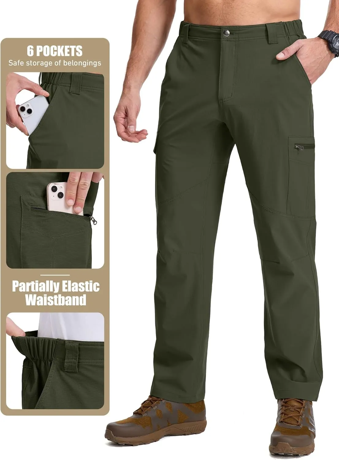 Mens Hiking Pants Lightweight Quick Dry Zip Off Safari Camping Fishing Travel boy Scout Pants