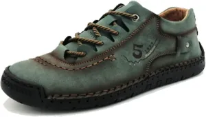 Mens Leather Ankle Chukka Boots Hand Stitching Comfort Soft Casual Shoes Loafers Flat Shoes Vintage Breathable Lace-up Lightweight Fashionable Flats Oxford Shoes