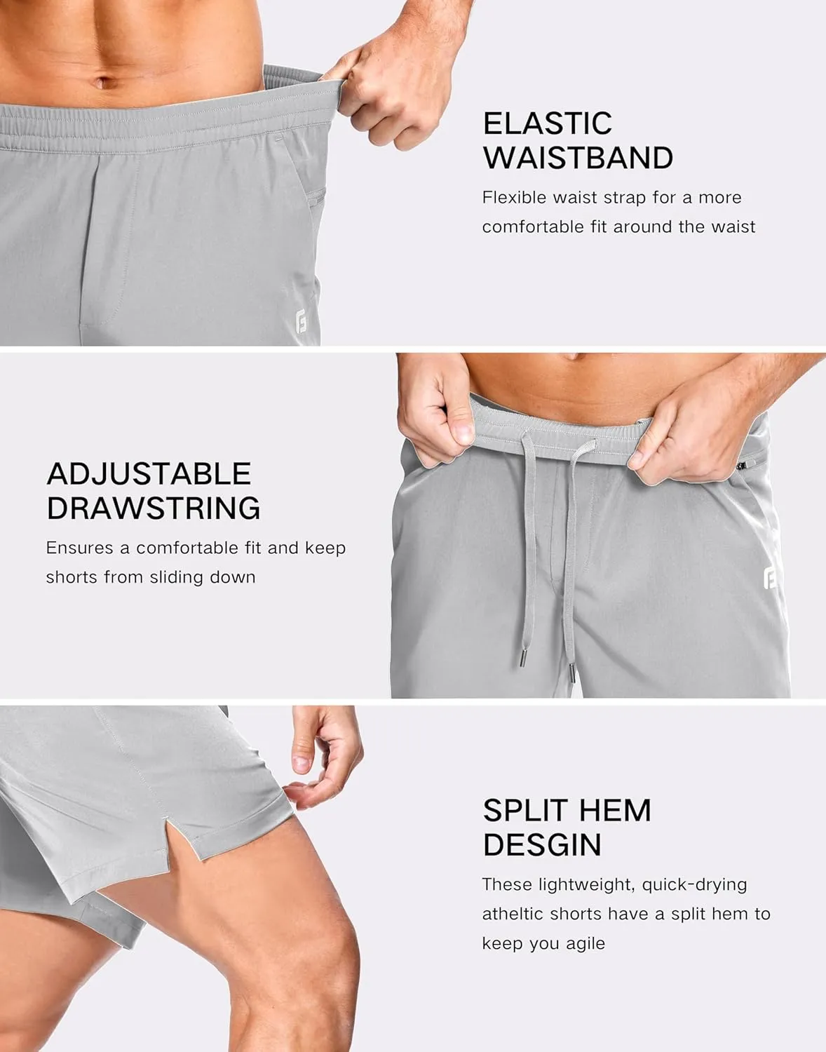 Men's Lightweight Athletic Shorts with Zipper Pockets 7"/5"/9" Gym Workout Running Quick Dry Tennis Shorts for Men
