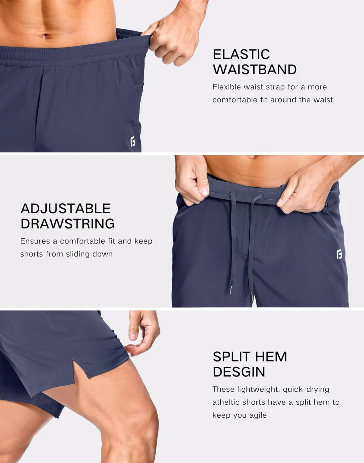 Men's Lightweight Athletic Shorts with Zipper Pockets 7"/5"/9" Gym Workout Running Quick Dry Tennis Shorts for Men