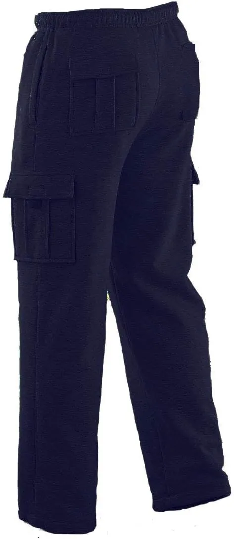 Mens Long Cargo Pants Sweatpants Truck Fleece Lined with Elastic Waistband, Fleeced Cargo Pants S-XXL
