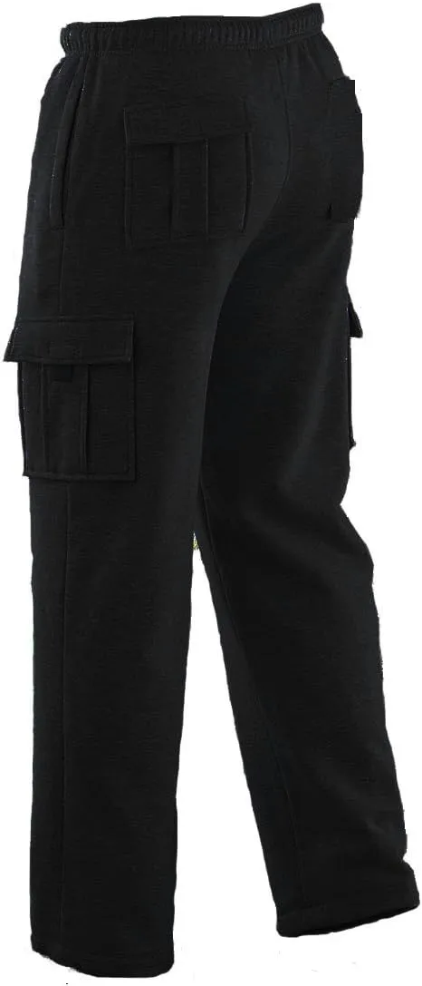 Mens Long Cargo Pants Sweatpants Truck Fleece Lined with Elastic Waistband, Fleeced Cargo Pants S-XXL