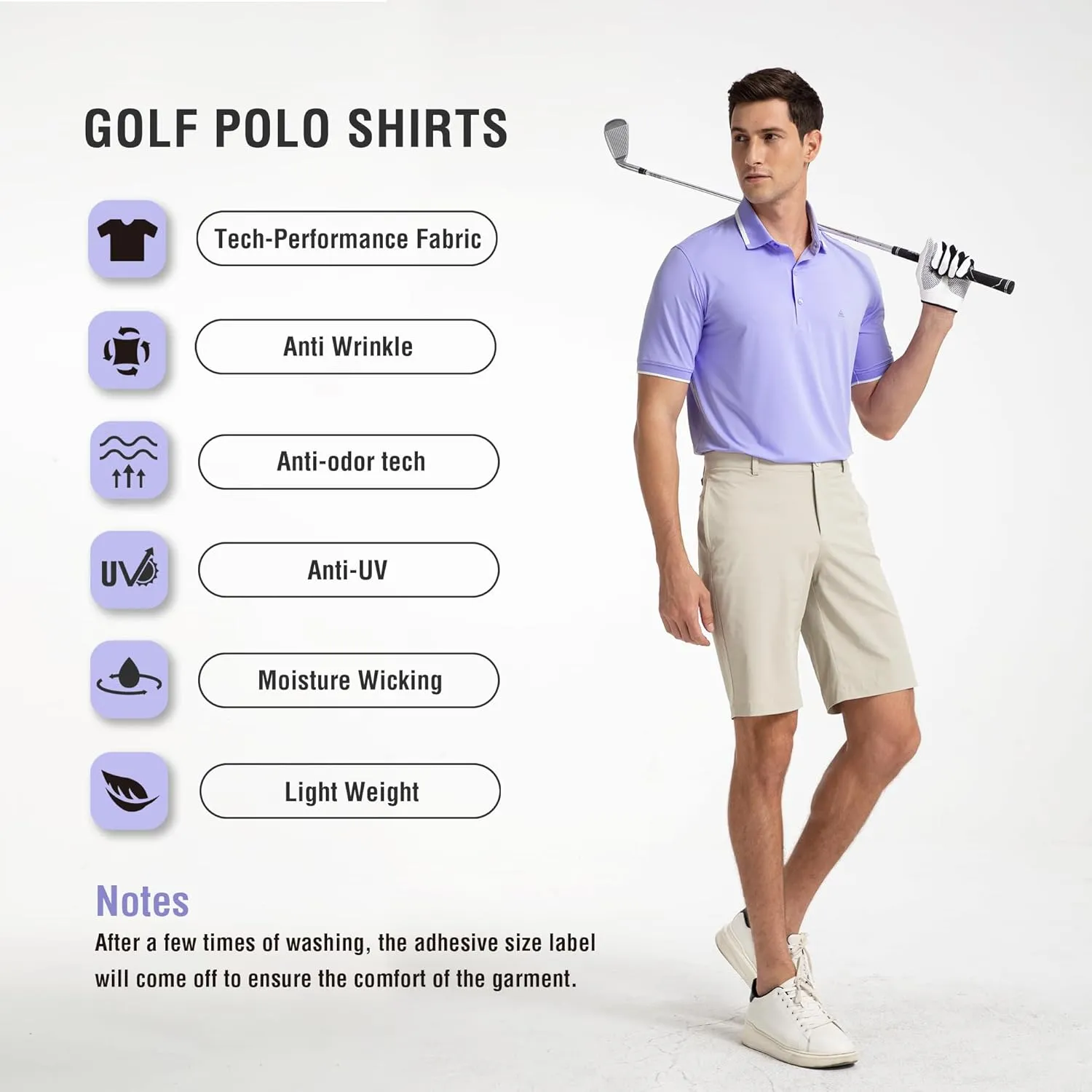 Men's Premium Golf Polo – Silky Tech Nylon, Cooling, UV-Resistant, Quick-Dry Athletic Shirt for Golf, Tennis