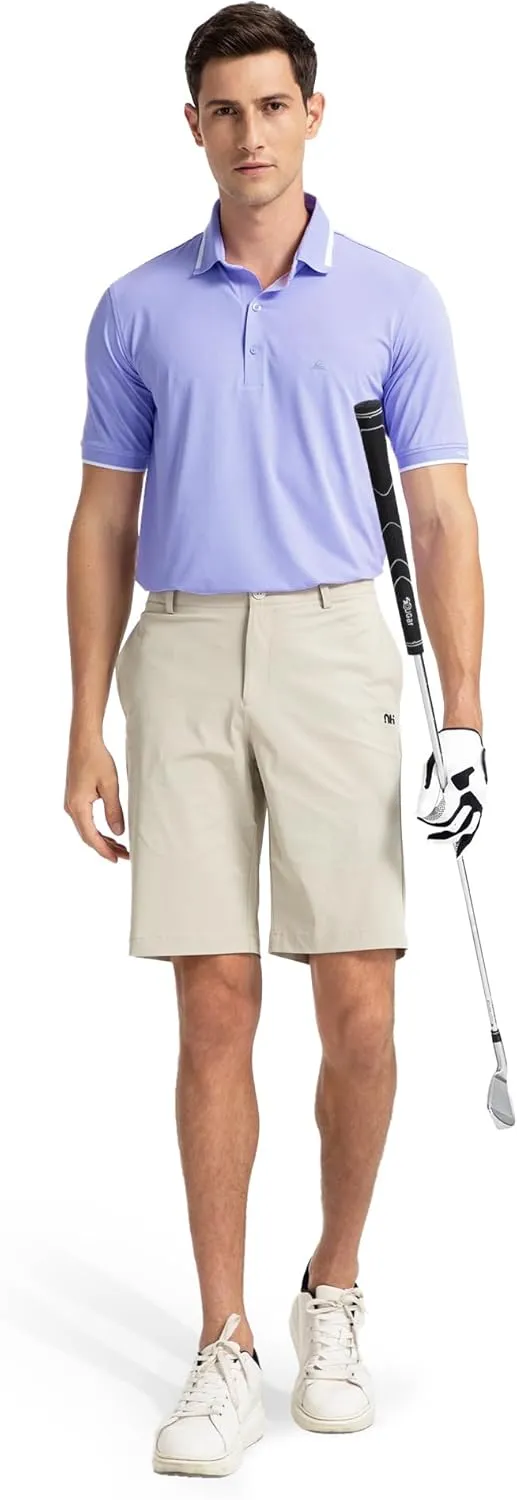 Men's Premium Golf Polo – Silky Tech Nylon, Cooling, UV-Resistant, Quick-Dry Athletic Shirt for Golf, Tennis
