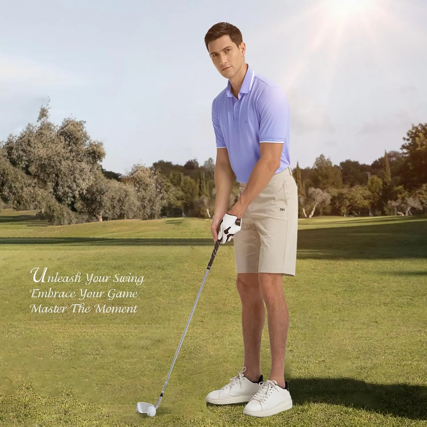 Men's Premium Golf Polo – Silky Tech Nylon, Cooling, UV-Resistant, Quick-Dry Athletic Shirt for Golf, Tennis