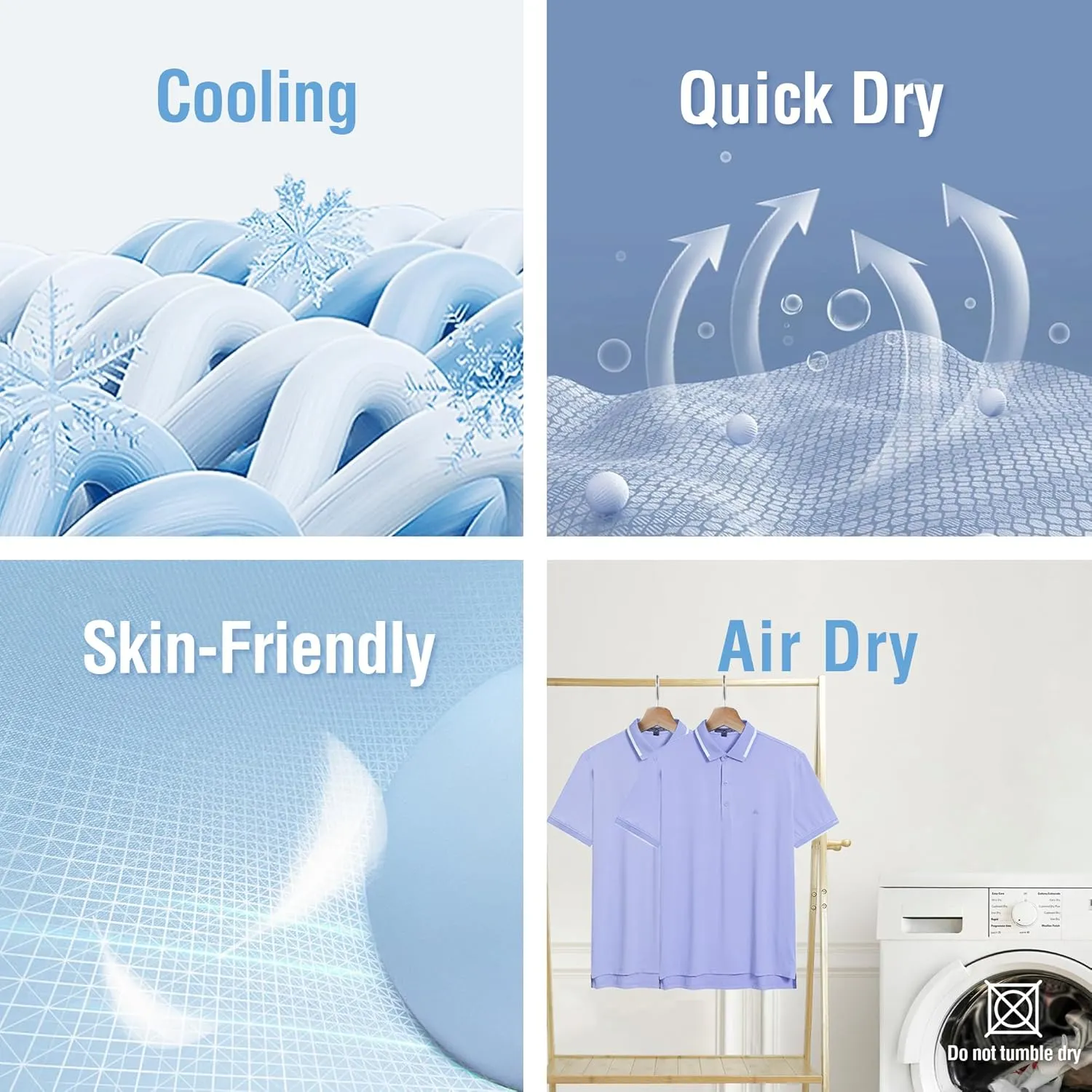 Men's Premium Golf Polo – Silky Tech Nylon, Cooling, UV-Resistant, Quick-Dry Athletic Shirt for Golf, Tennis