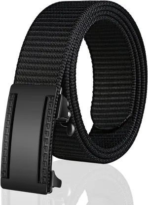 Men's Ratchet Web Belt with 1.3 inch Nylon Automatic Buckle for Casual Wear