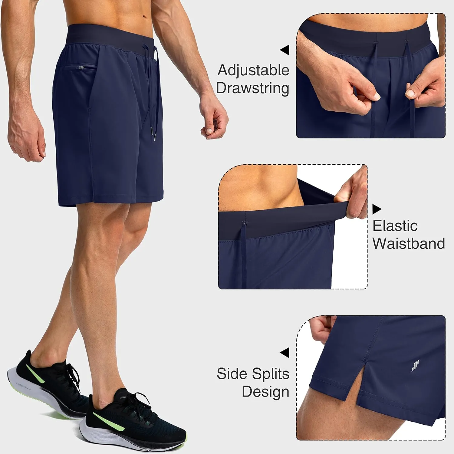 Men's Running Shorts with Zipper Pockets 7"/ 5" / 9" Lightweight Quick Dry Basketball Gym Workout Athletic Shorts for Men