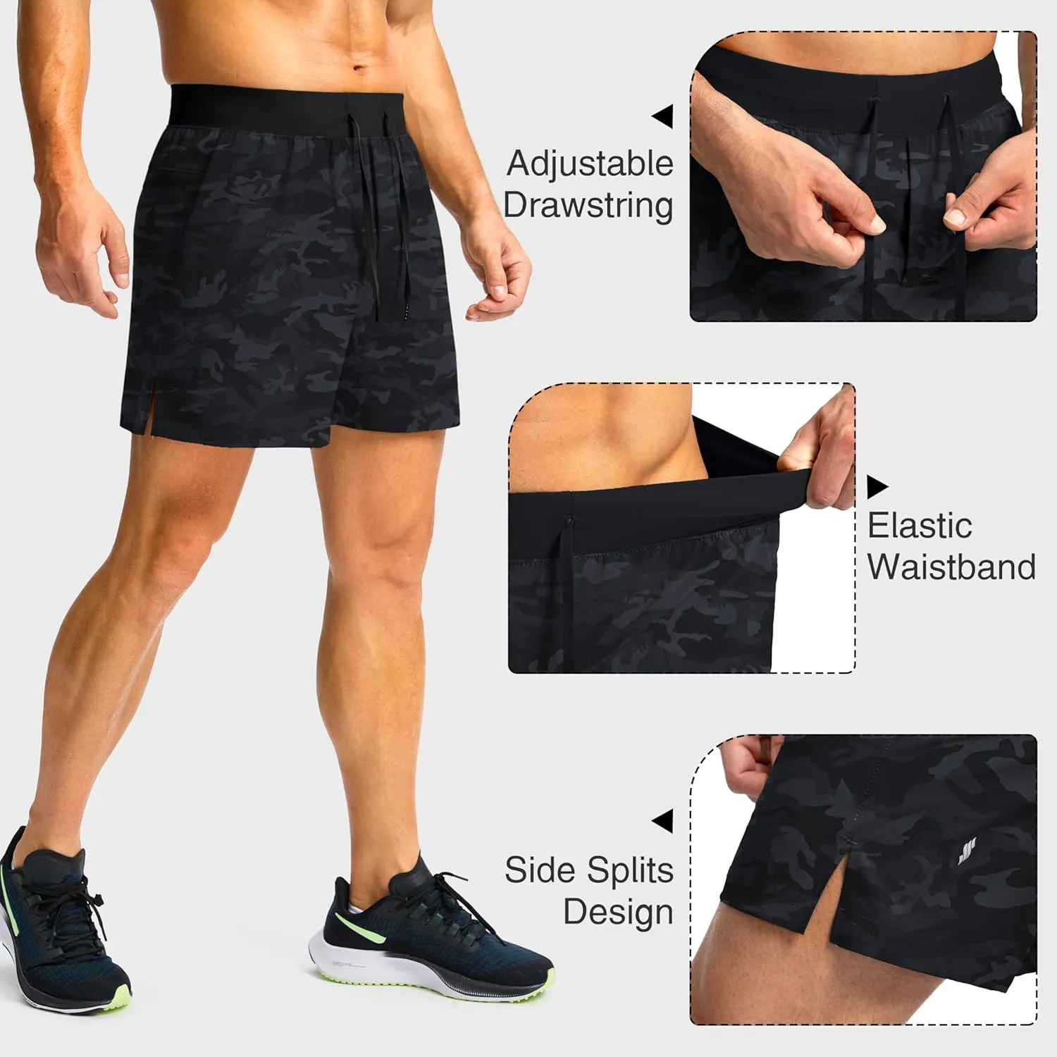 Men's Running Shorts with Zipper Pockets 7"/ 5" / 9" Lightweight Quick Dry Basketball Gym Workout Athletic Shorts for Men
