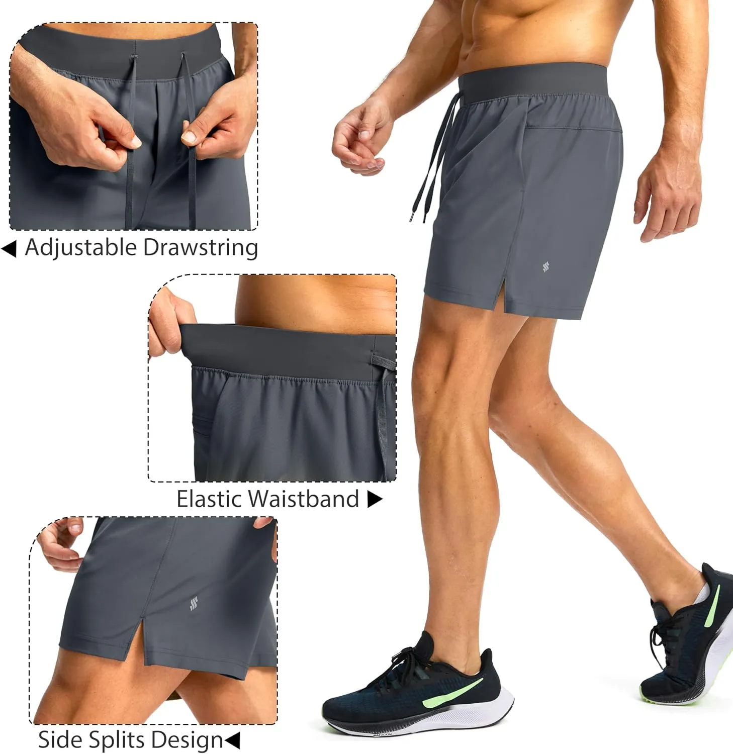 Men's Running Shorts with Zipper Pockets 7"/ 5"/ 9" Lightweight Quick Dry Basketball Gym Workout Athletic Shorts for Men