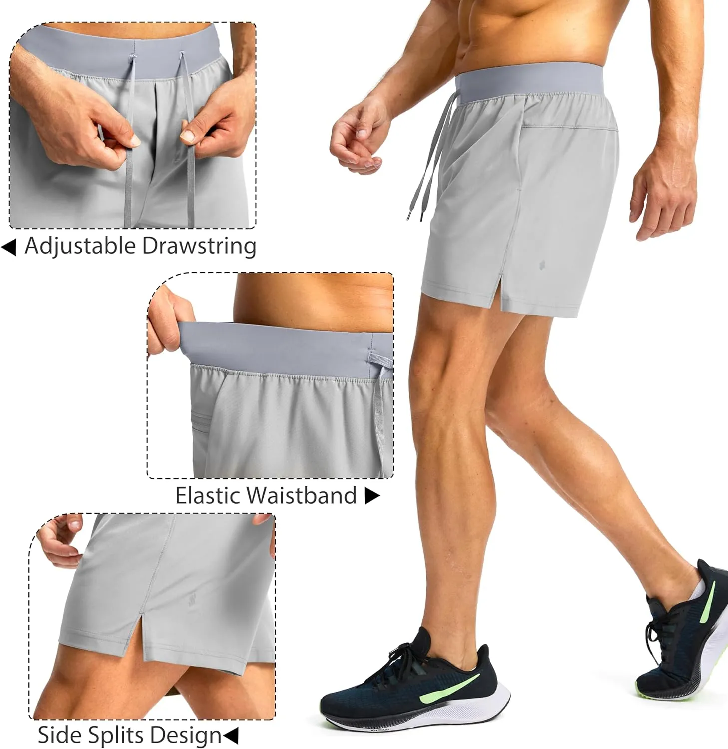 Men's Running Shorts with Zipper Pockets 7"/ 5"/ 9" Lightweight Quick Dry Basketball Gym Workout Athletic Shorts for Men