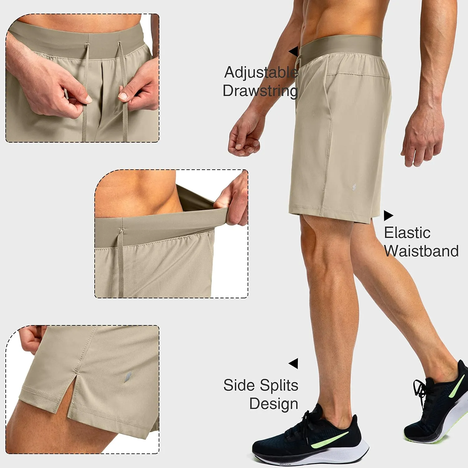 Men's Running Shorts with Zipper Pockets 7"/ 5" / 9" Lightweight Quick Dry Basketball Gym Workout Athletic Shorts for Men