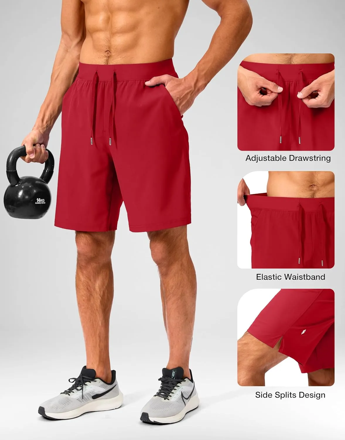 Men's Running Shorts with Zipper Pockets 7"/ 5"/ 9" Lightweight Quick Dry Basketball Gym Workout Athletic Shorts for Men