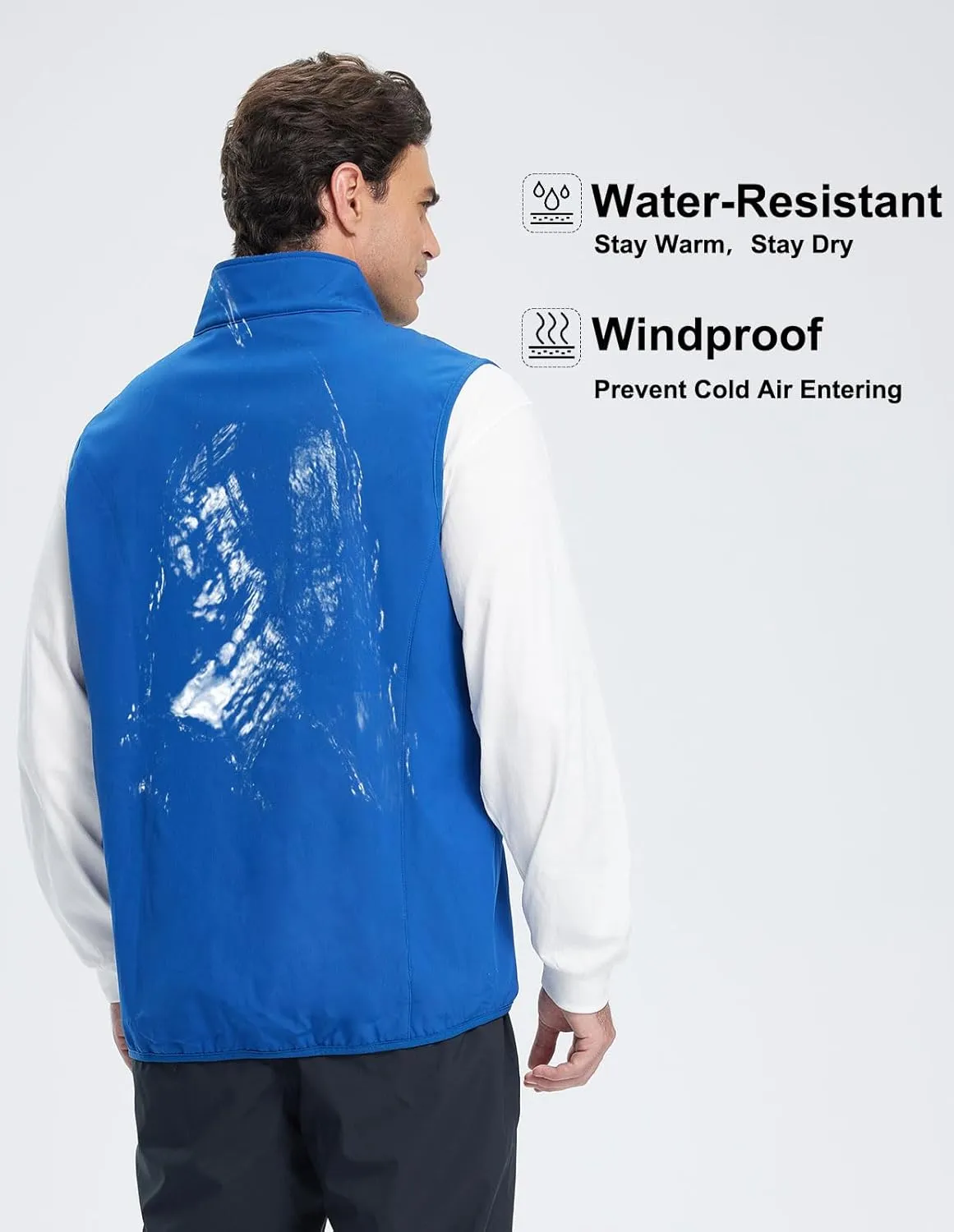Men's Softshell Vest Fleece-Lined Windproof Sleeveless Jacket for Travel Hiking Fishing Running Golf