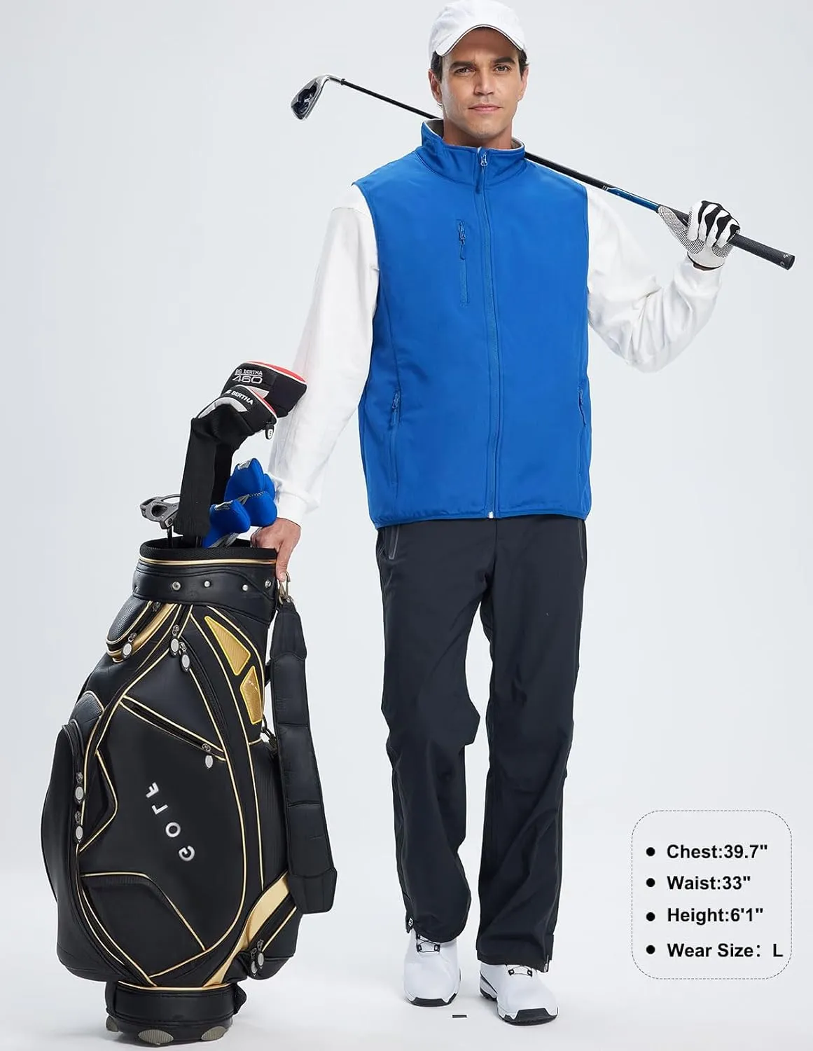 Men's Softshell Vest Fleece-Lined Windproof Sleeveless Jacket for Travel Hiking Fishing Running Golf