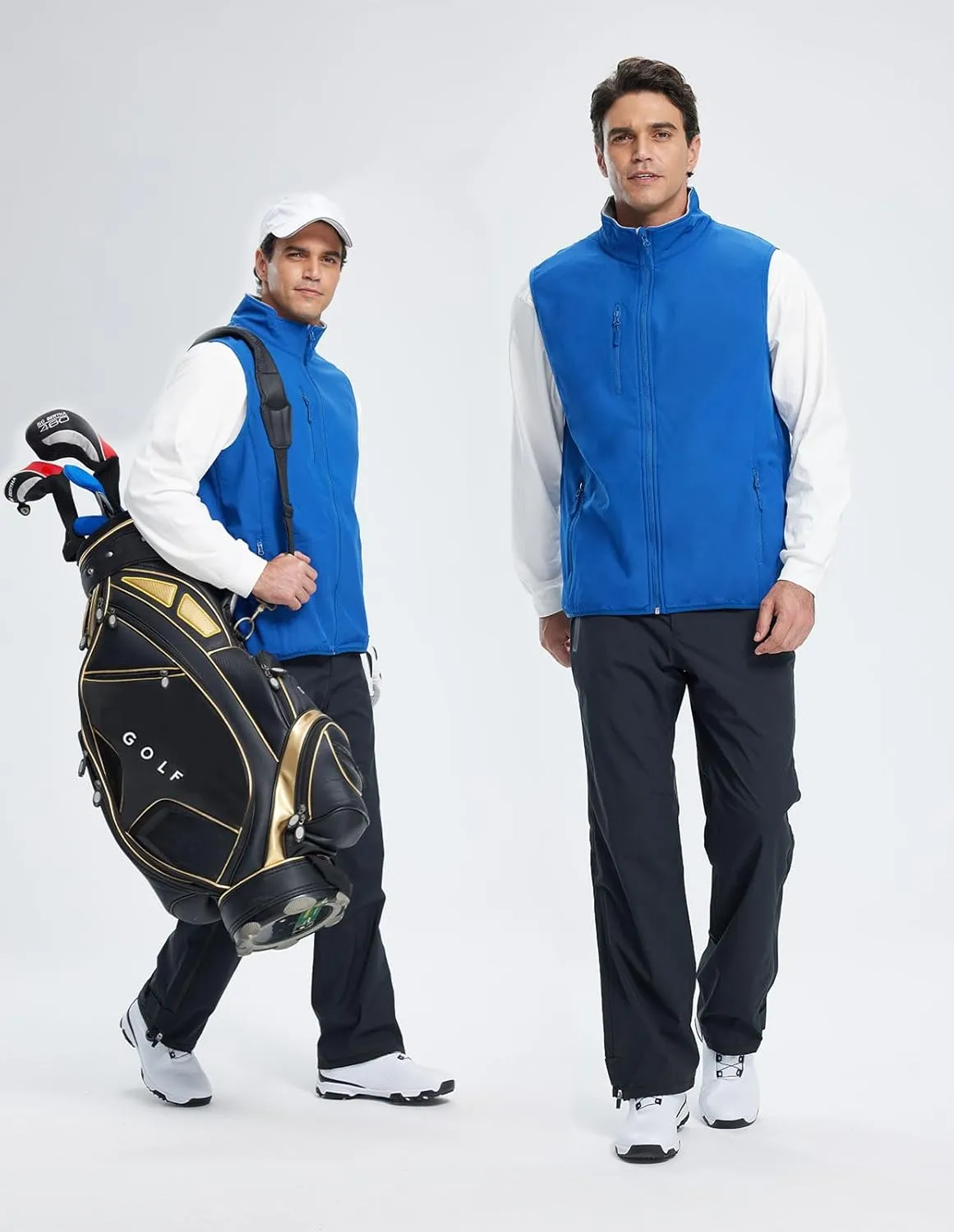 Men's Softshell Vest Fleece-Lined Windproof Sleeveless Jacket for Travel Hiking Fishing Running Golf
