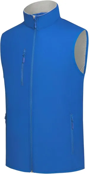 Men's Softshell Vest Fleece-Lined Windproof Sleeveless Jacket for Travel Hiking Fishing Running Golf
