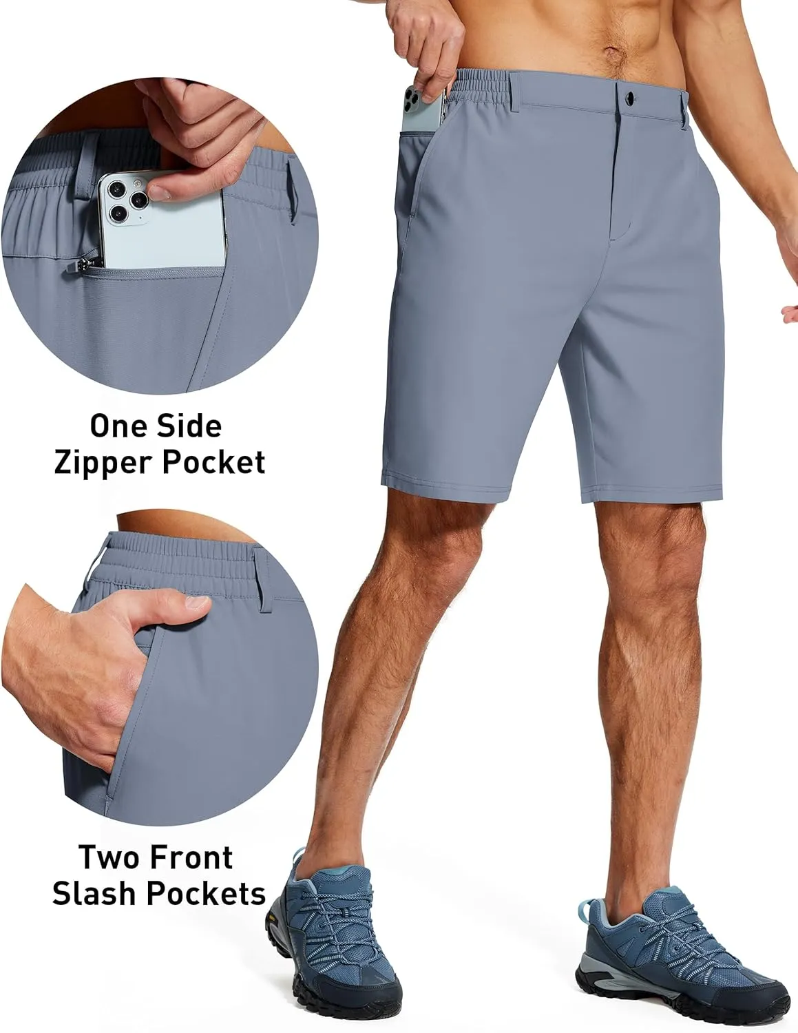 Mens Stretch Dress Shorts 9 Inch Lightweight Quick Dry Hiking Golf Shorts for Men Casual Outdoor Work 3 Pockets