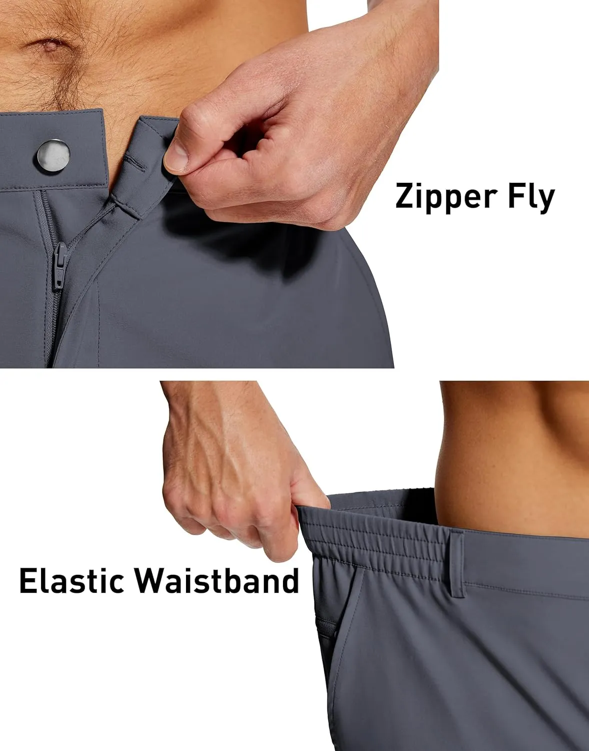 Mens Stretch Golf Shorts 7 Inch Inseam Quick Dry Lightweight Dress Shorts for Men with Zipper Pockets Hiking
