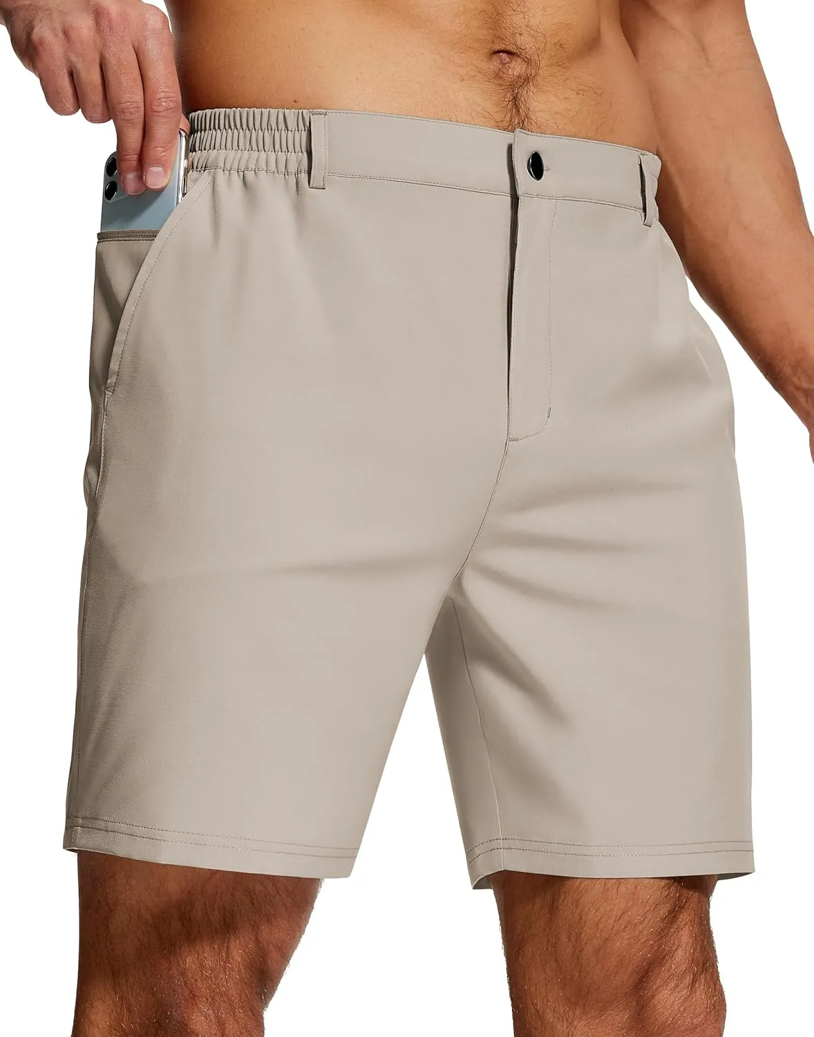 Mens Stretch Golf Shorts 7 Inch Inseam Quick Dry Lightweight Dress Shorts for Men with Zipper Pockets Hiking