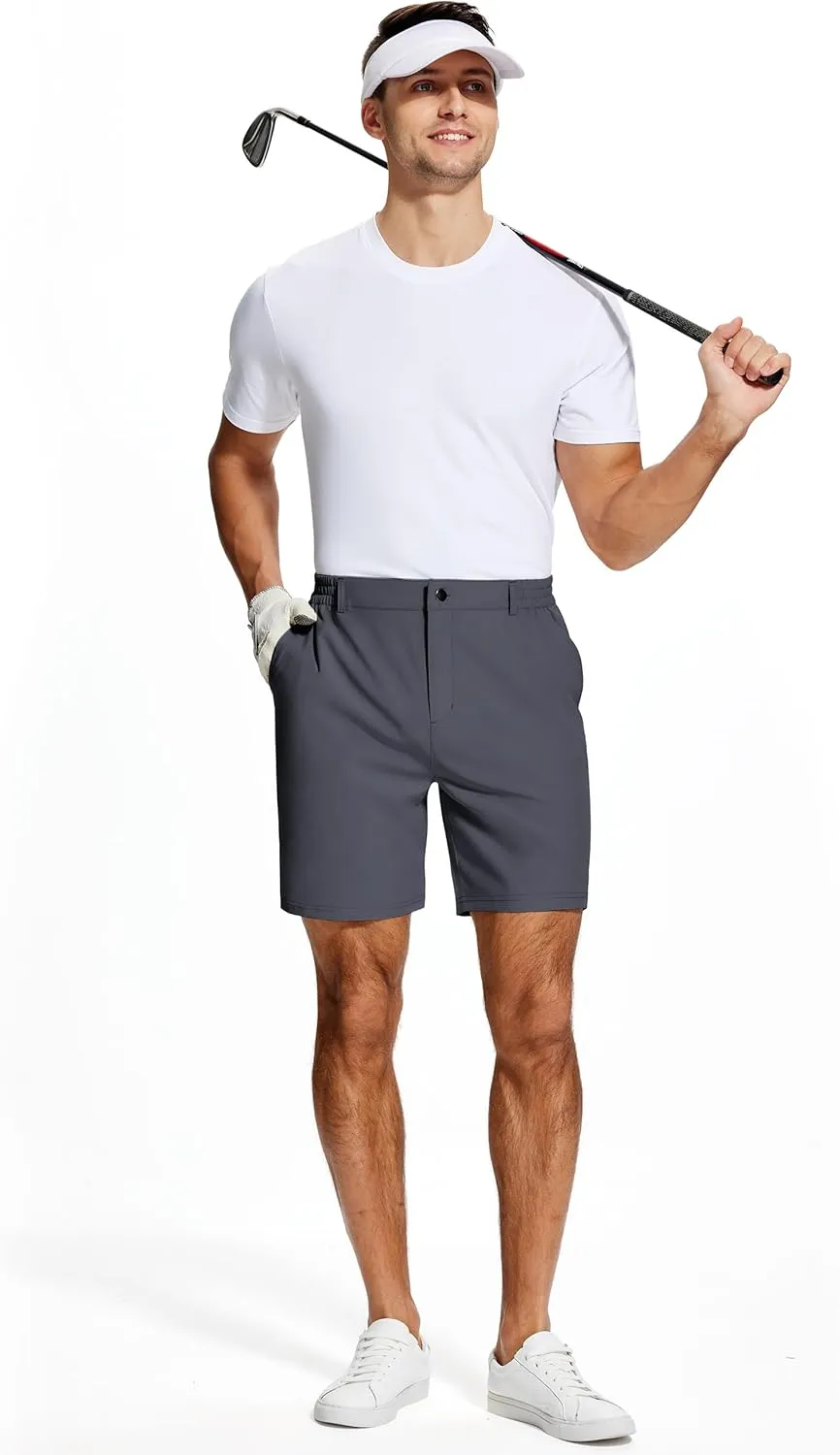 Mens Stretch Golf Shorts 7 Inch Inseam Quick Dry Lightweight Dress Shorts for Men with Zipper Pockets Hiking