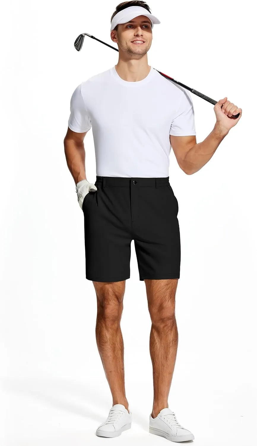 Mens Stretch Golf Shorts 7 Inch Inseam Quick Dry Lightweight Dress Shorts for Men with Zipper Pockets Hiking